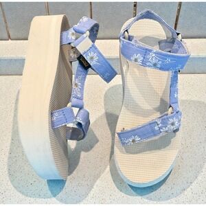 Teva Flatform Universal Gloriosa Periwinkle Platform Strappy Floral size 8